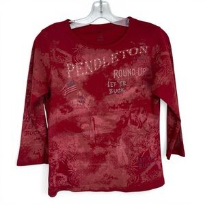 Pendleton Round Up 100th Anniversary Shirt Women’s Size Small Red Western Rodeo
